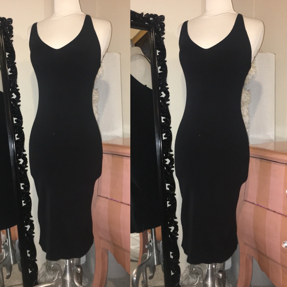 Black midi dress.